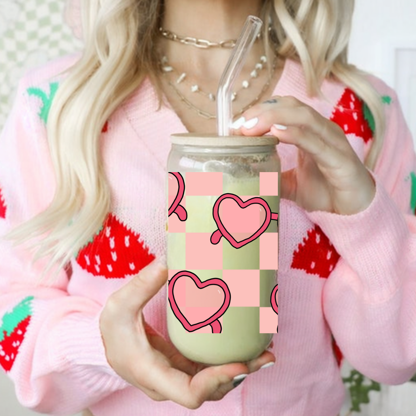 Heart Glass Cute 16oz Sipper Glass