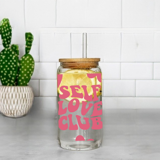 Self Love Club Cute 16oz Sipper Glass