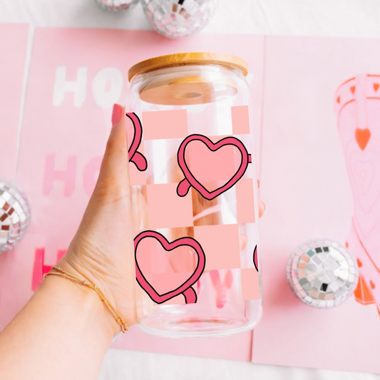 Heart Glass  Cute 16oz Sipper Glass