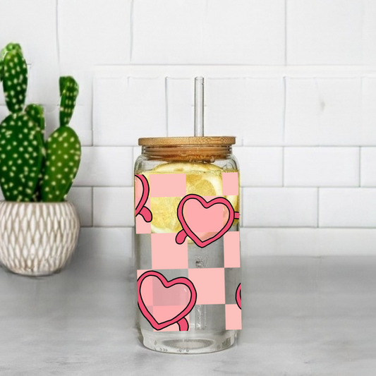 Heart Glass  Cute 16oz Sipper Glass